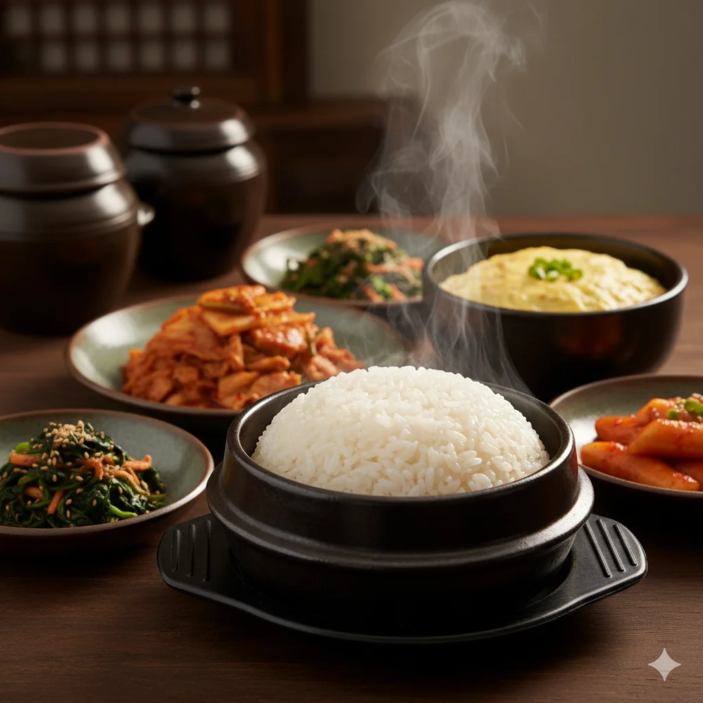 refeição coreana 밥 먹었어요 밥 먹었어요?